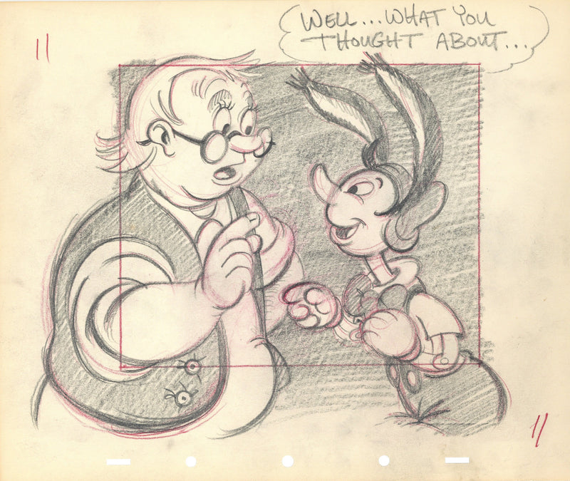 Pinocchio Original Production Concept Drawings: Geppetto, Pinocchio