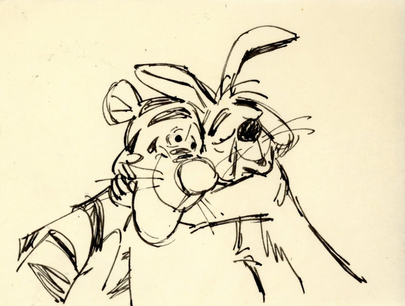 Winnie the Pooh and Tigger Too Original Storyboard Drawing: Tigger and Rabbit (Framed)
