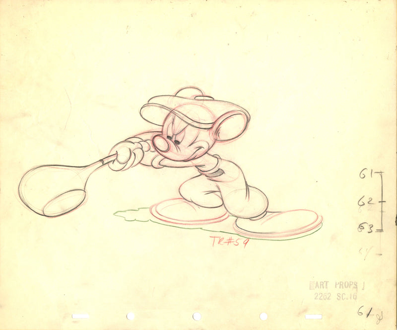 Canine Caddy Original Production Drawing: Mickey Mouse (Framed)