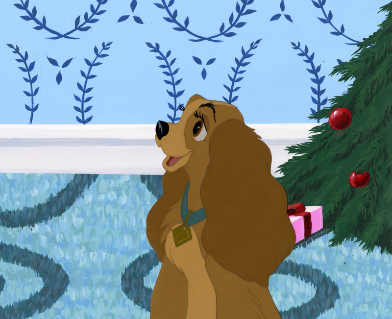 Lady and the Tramp Original Production Cel on Hand Painted Background: Lady (Framed)