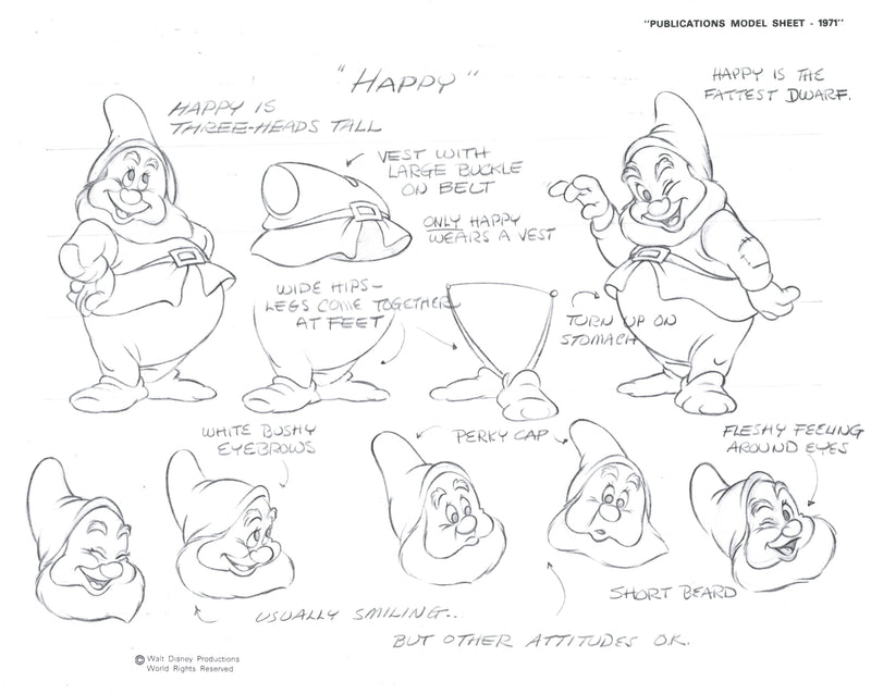 Snow White Publications Model Sheet: Happy