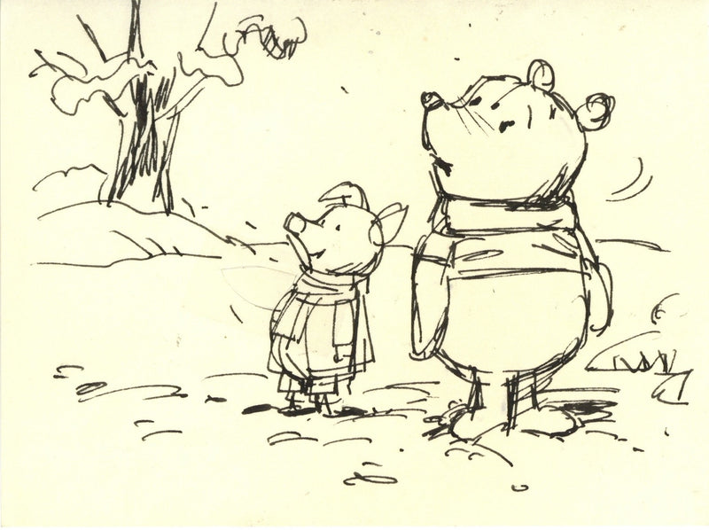 Winnie the Pooh and Tigger Too Original Storyboard Drawing: Pooh, Piglet