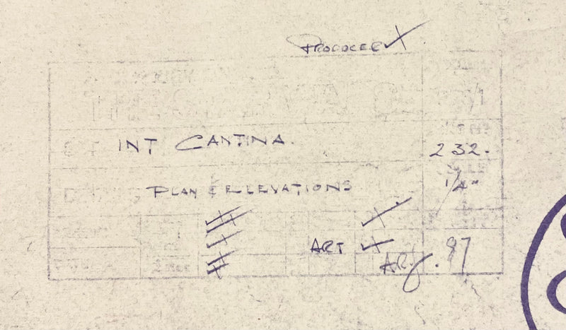 Star Wars: A New Hope - Photostat Architectural Elevation Blueprint: Mos Eisley Cantina
