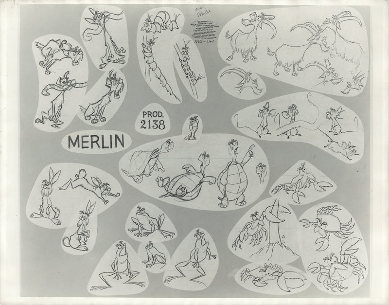 The Sword in the Stone Original Stat Model Sheet: Merlin's Animal Forms