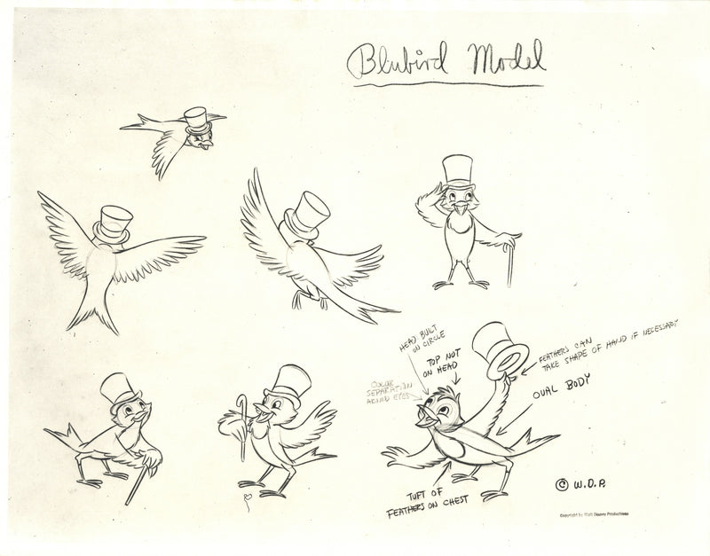 Song of the South Original Stat Model Sheet: Mr. Bluebird