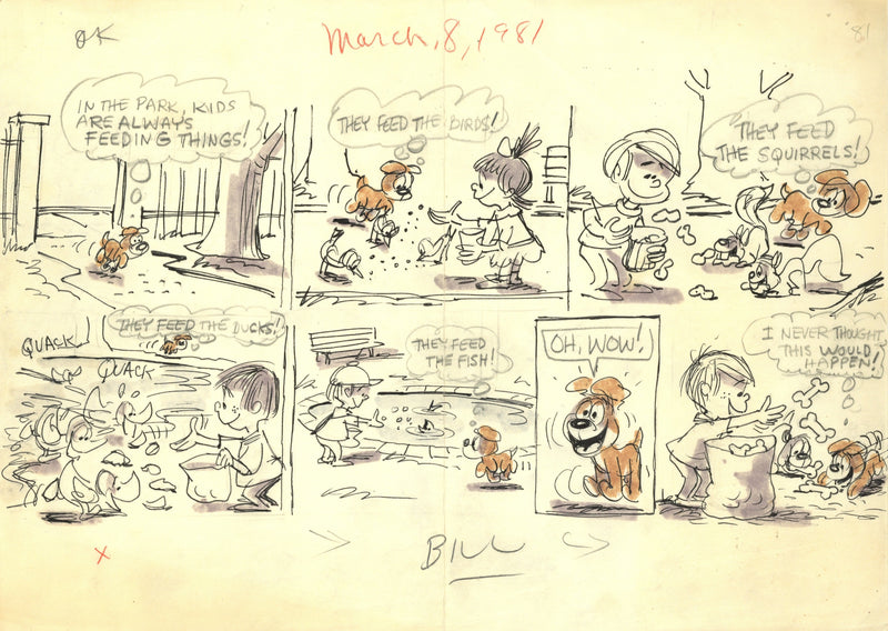 Scamp (1981) Original Sunday Comic Strip Drawing and Proof