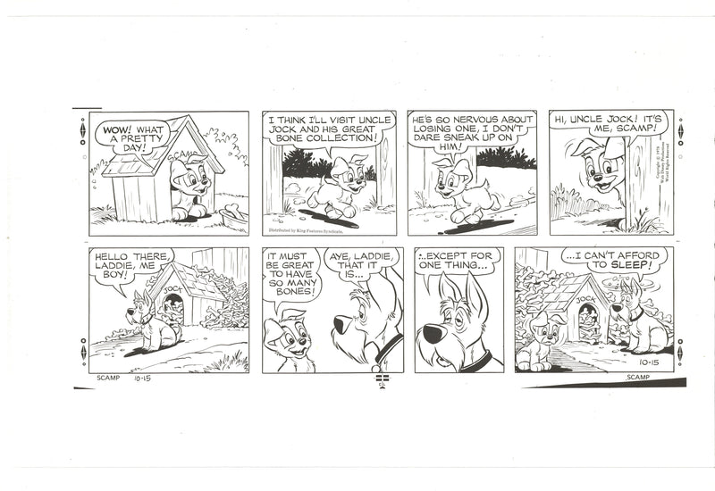 Scamp (1978) Original Sunday Comic Strip Drawing and Proof
