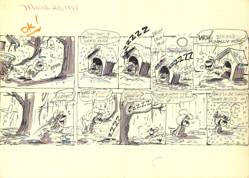 Scamp (1977) Original Sunday Comic Strip Drawing and Proof