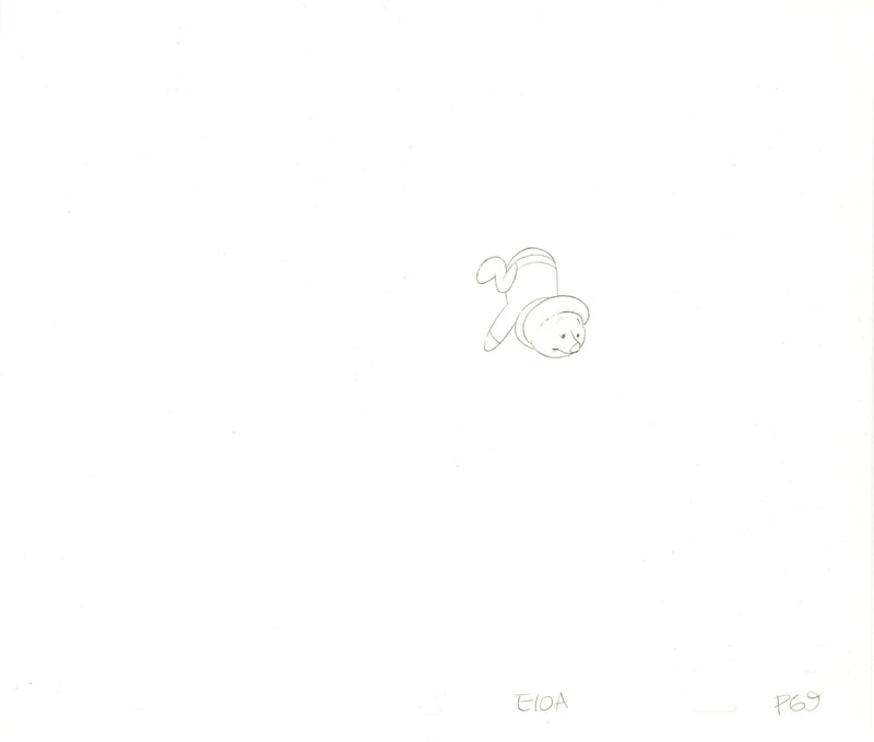 Winnie the Pooh Original Production Cel with Matching Drawings: Piglet