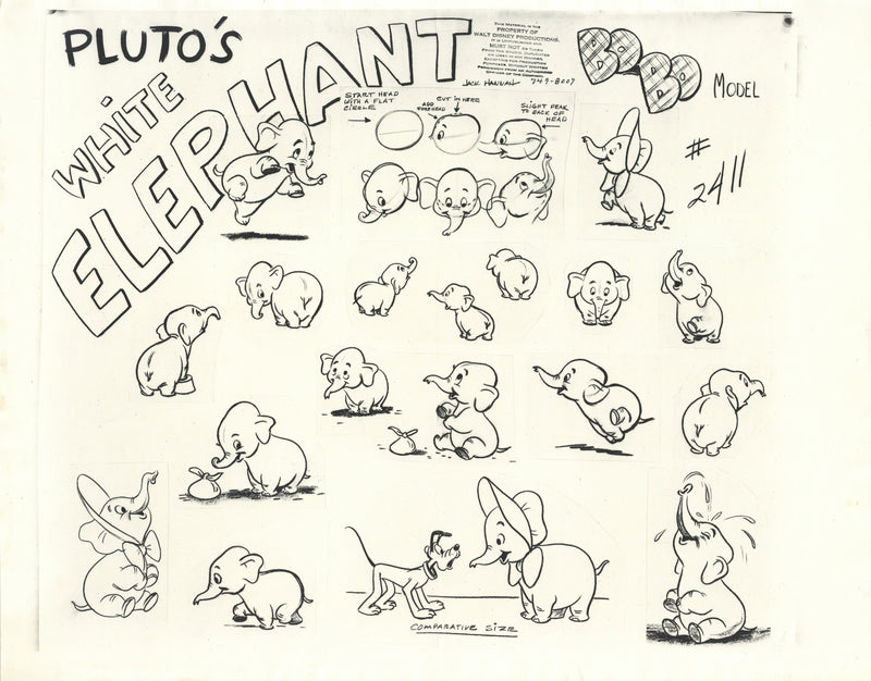 Pluto's White Elephant Original Stat Model Sheet: Bobo