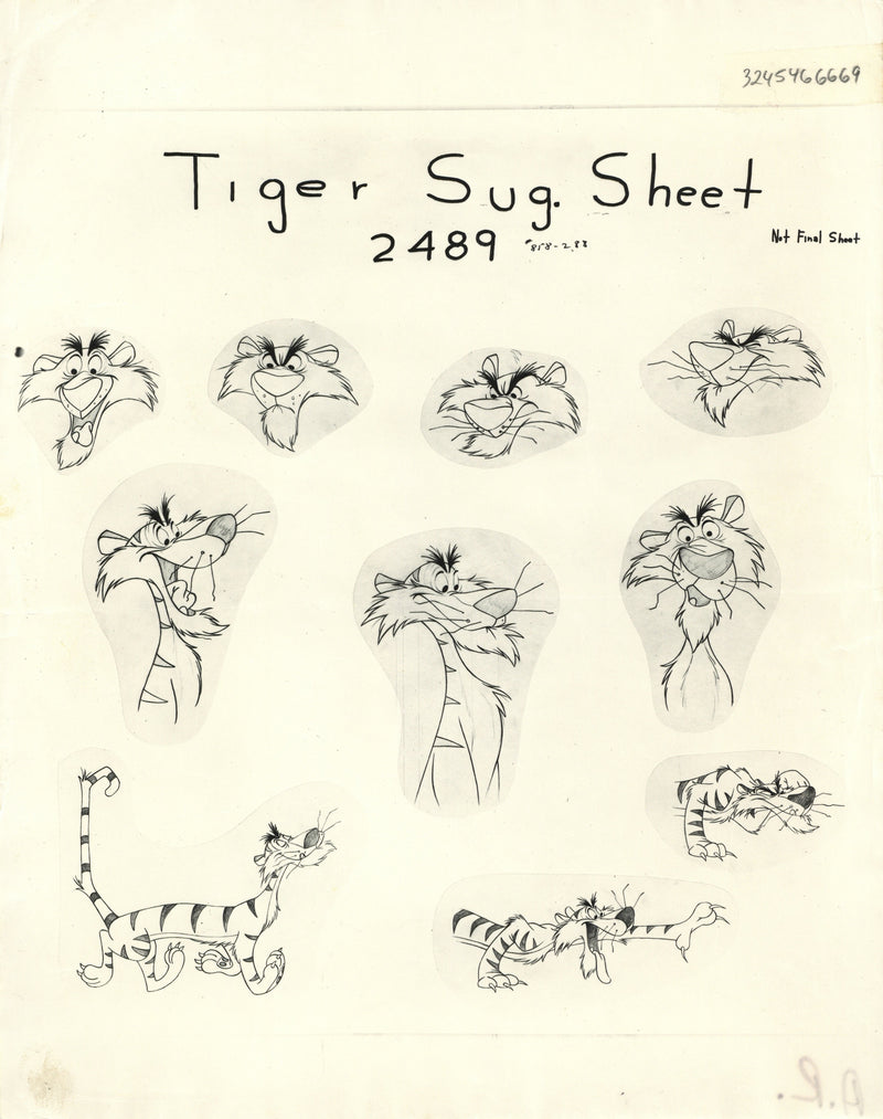 Tiger Trouble Original Stat Model Sheet: Raja the Tiger