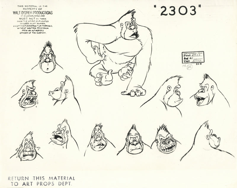 Donald Duck and the Gorilla Original Stat Model Sheet: Gorilla