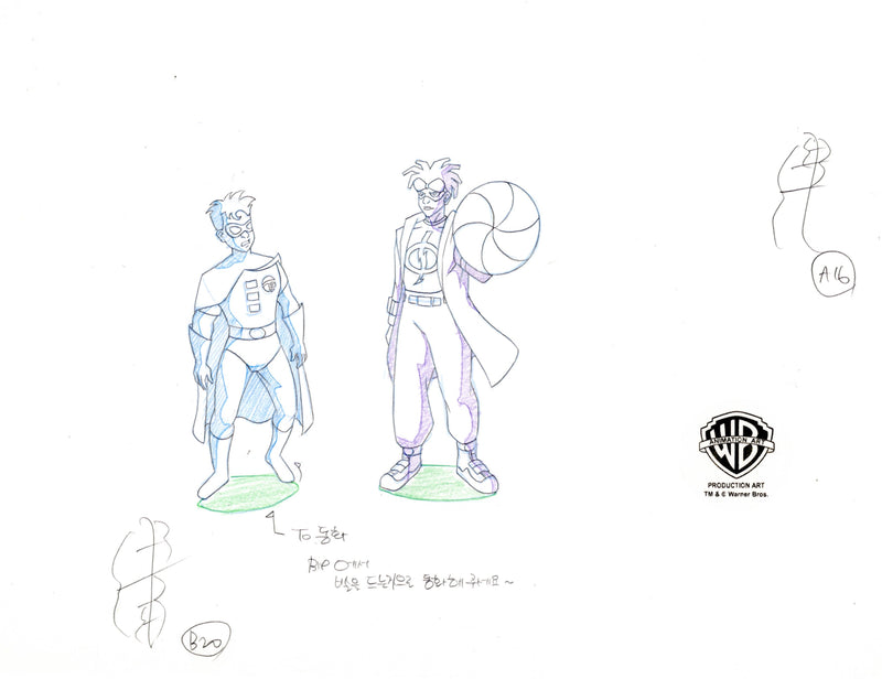 Static Shock Original Production Drawing: Static Shock and Robin