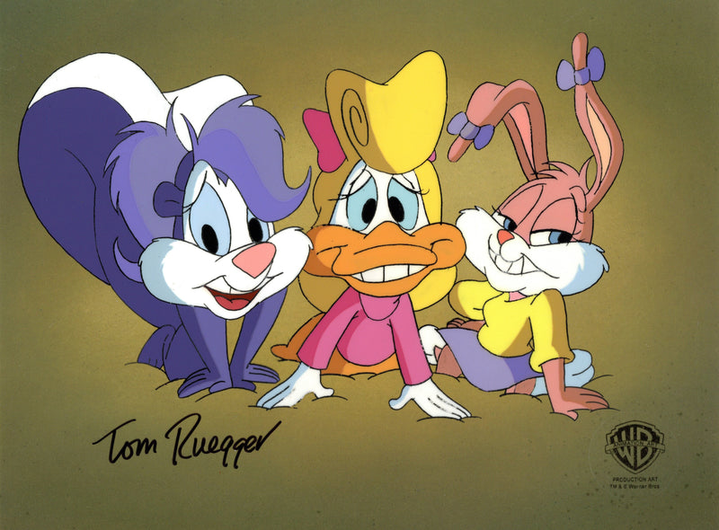 Tiny Toon Adventures Original Production Cel Signed by Tom Ruegger: Fifi, Shirley, Babs