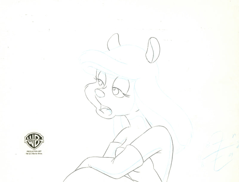 Animaniacs Original Production Cel with Matching Drawing Signed by Tom Ruegger: Minerva