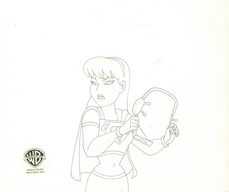 Superman The Animated Series Original Production Cel with Matching Drawing: Supergirl
