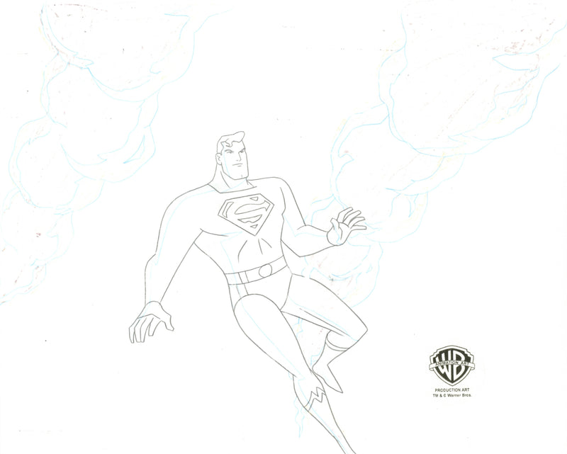 Superman The Animated Series Original Production Cel with Matching Drawing: Superman