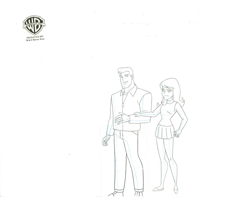 Superman The Animated Series Original Production Cel with Matching Drawings: Clark, Lana