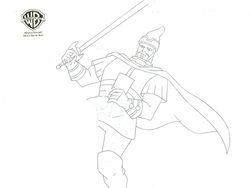 Superman The Animated Series Original Production Cel on Original Background with Matching Drawing: Steppenwolf