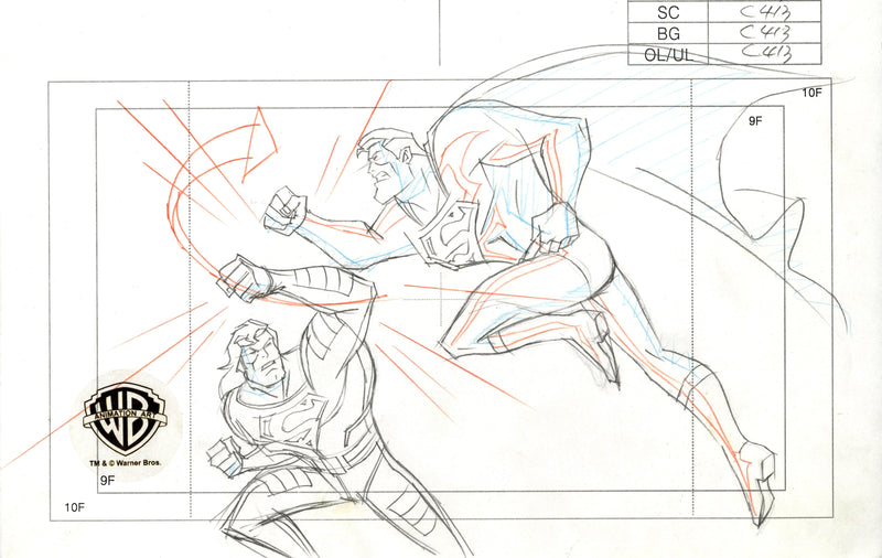 Superman Doomsday Original Production Drawing: Superman, Superman Clone