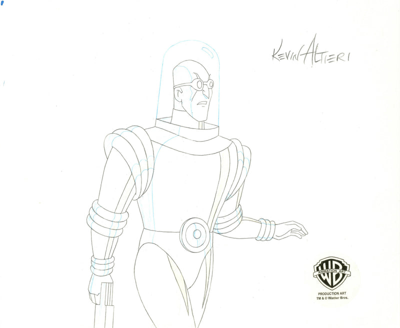 Batman The Animated Series Original Production Cel with Matching Drawing Double Signed By Kevin Altieri: Mr. Freeze