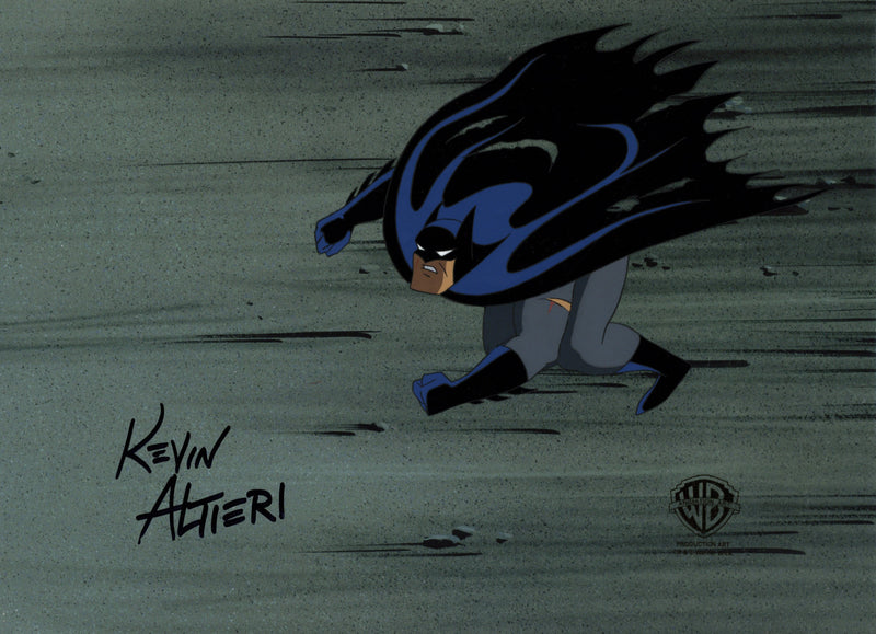 Batman: Mask of the Phantasm Original Production Cel with Matching Drawing Double Signed by Kevin Altieri: Batman