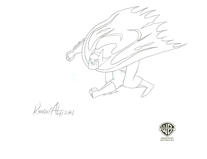 Batman: Mask of the Phantasm Original Production Cel with Matching Drawing Double Signed by Kevin Altieri: Batman