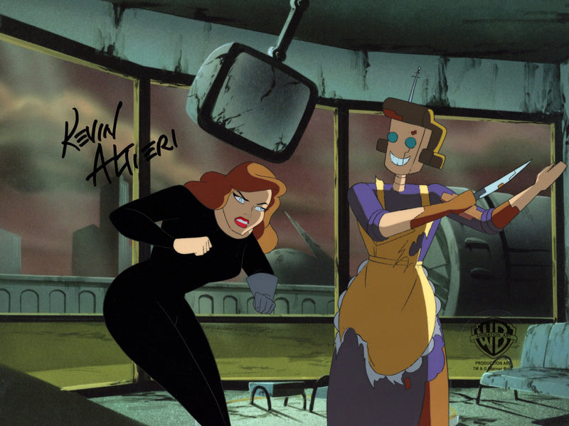 Batman: Mask of the Phantasm Original Production Cel with Matching Drawing Double Signed by Kevin Altieri: Andrea Beaumont