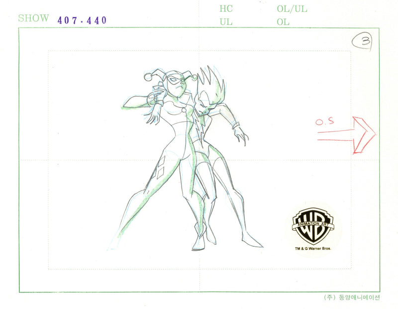 The New Batman Adventures Original Production Drawing: Harley Quinn, Livewire