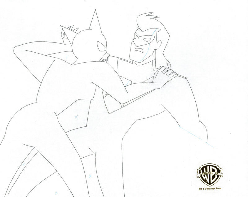 The New Batman Adventures Original Production Cel with Matching Drawing: Catwoman, Nightwing