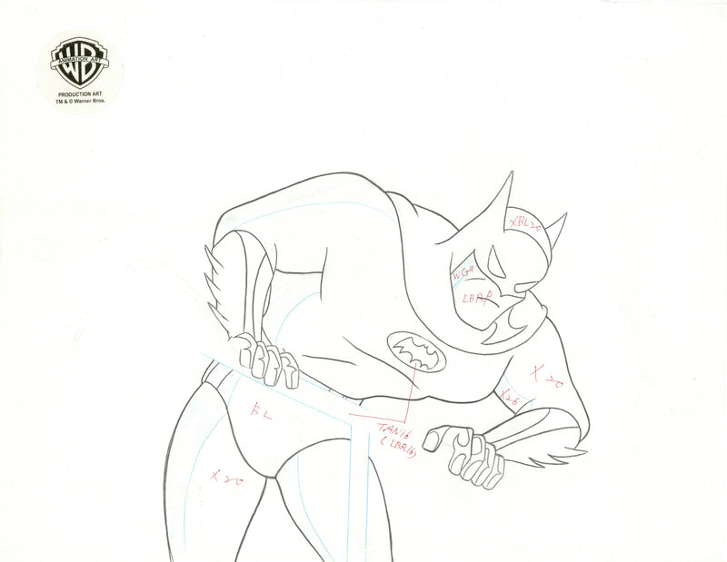 Batman The Animated Series Original Production Cel Signed by Kevin Altieri with Matching Drawings: Batman