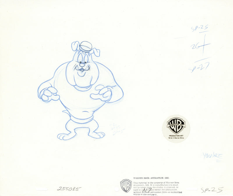Daffy Duck's Fantastic Island Original Production Drawing: Hector the Bulldog