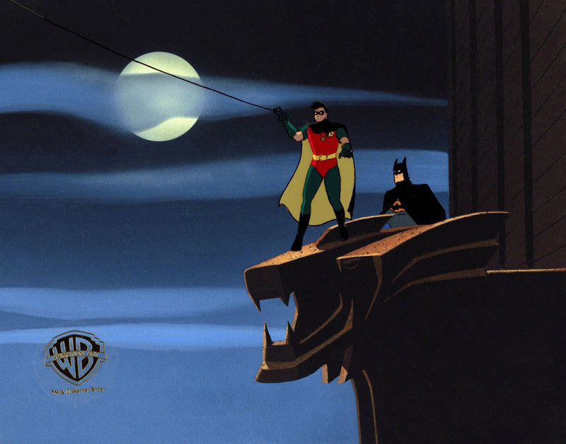 Batman The Animated Series Original Production Cel with Matching Drawing: Batman, Robin