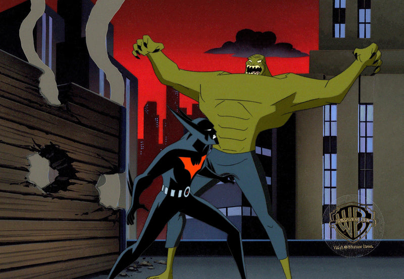 Batman Beyond Original Production Cel on Original Background with Matching Drawings: Batman, Killer Croc