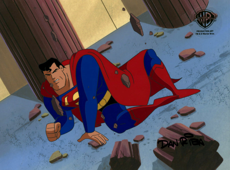 Superman The Animated Series Original Production Cel Signed by Dan Riba: Superman