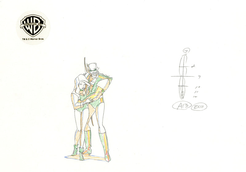 Justice League Unlimited Original Production Drawing: Black Canary, Green Arrow