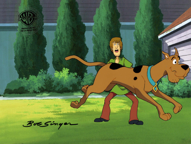 Scooby-Doo on Zombie Island Original Production Cel with Matching Drawing Signed by Bob Singer: Shaggy, Scooby