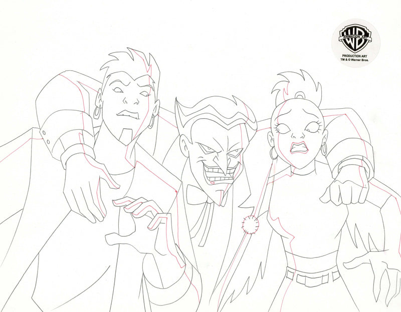 Static Shock Original Production Drawing: Joker, Shiv, Talon