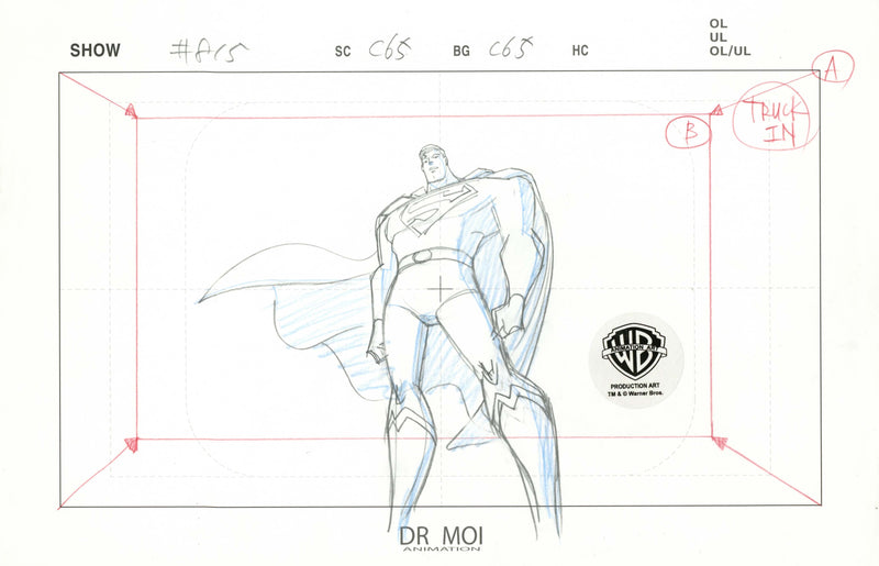 Justice League Original Production Drawing: Superman
