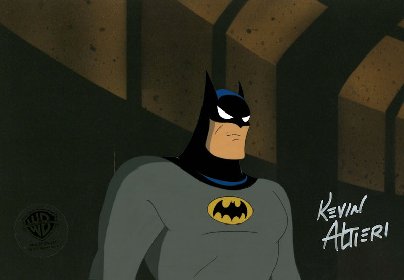 Batman The Animated Series Original Production Cel with Matching Drawing Double Signed By Kevin Altieri: Batman