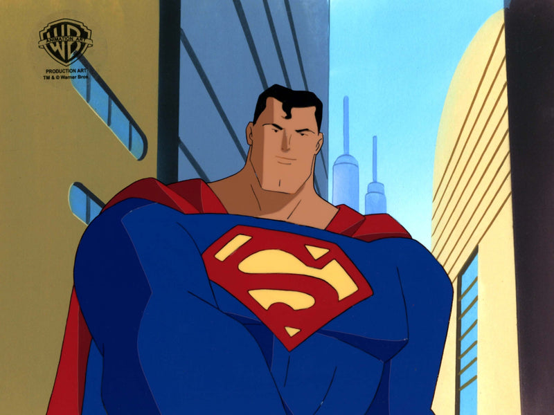 Superman The Animated Series Original Production Cel with Matching Drawing: Superman