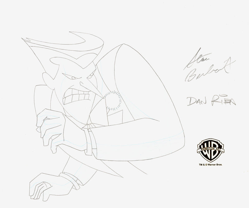 The New Batman Adventures Original Production Drawing Signed by Dan Riba and Stan Berkowitz: Joker