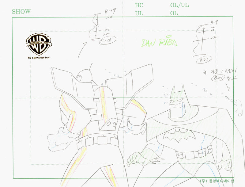 The New Batman Adventures Original Production Drawing Signed by Dan Riba: Batman, Firefly
