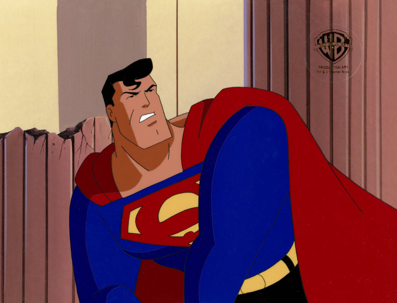 Superman The Animated Series Original Production Cel on Original Background: Superman