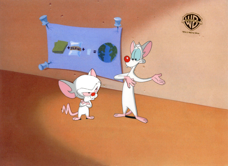 Pinky And The Brain Original Production Cel with Matching Drawing: Pinky, Brain