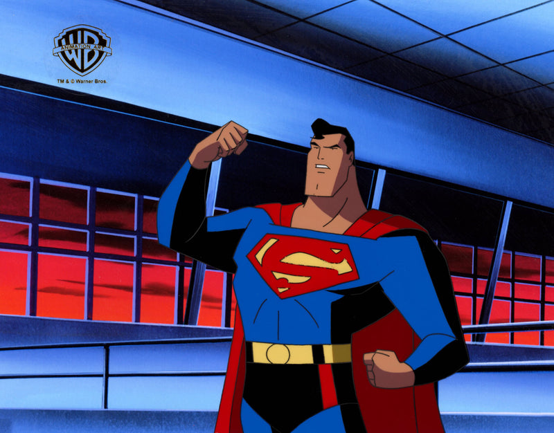 Superman The Animated Series Original Production Cel with Matching Drawing: Superman