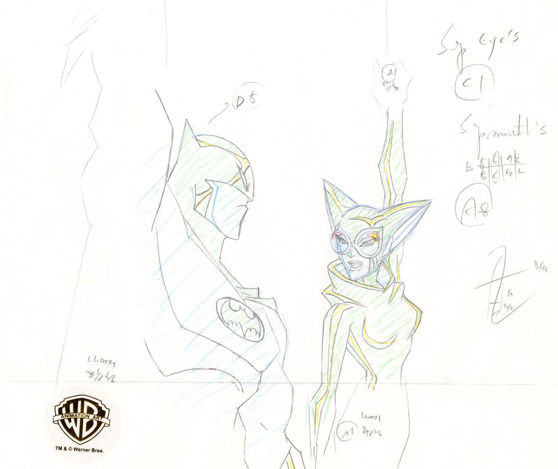 The Batman Original Production Drawing: Batman, Catwoman