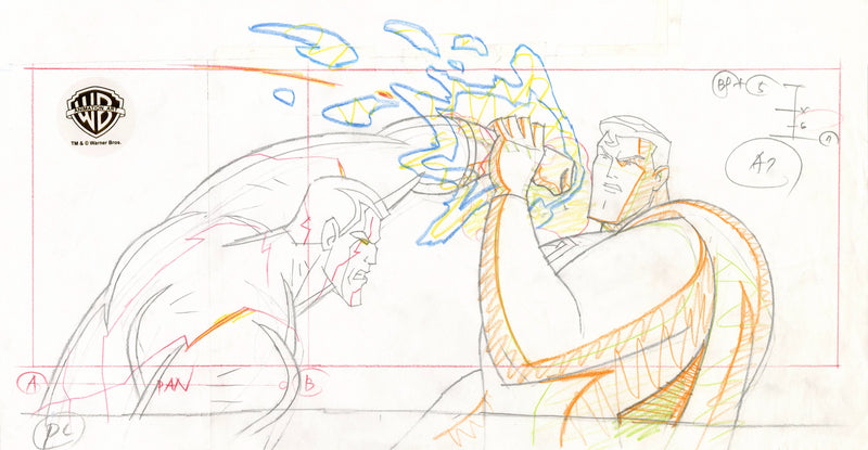 Justice League Unlimited Original Production Drawing: Captain Atom, Superman