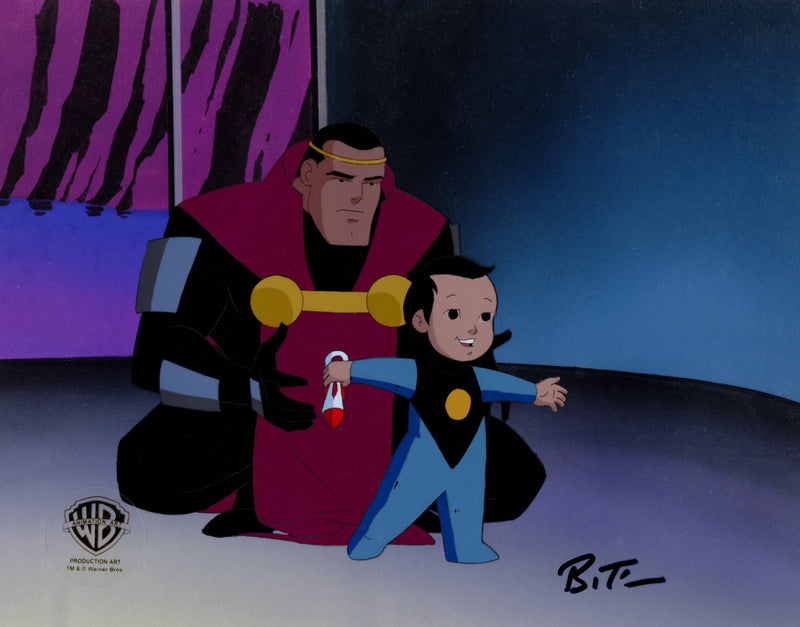 Superman The Animated Series Original Production Cel signed by Bruce Timm: Jor-El, Kal-El