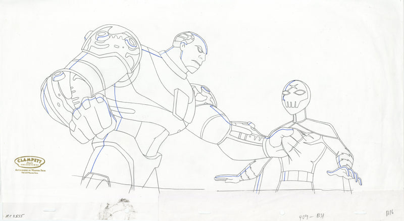 Teen Titans Original Production Drawing (Oversize): Cyborg, Red X